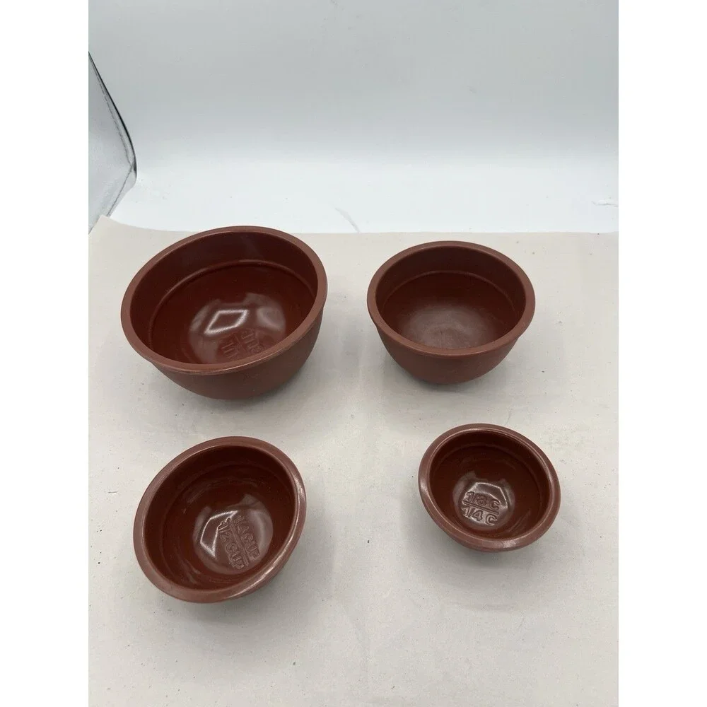 Vintage Melmac Nesting Measuring Bowls Set 5 Brown 1/8–2 Cup USA